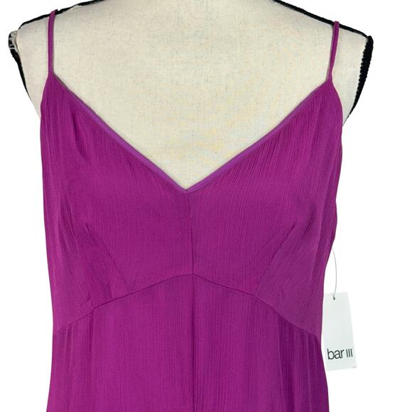 Bar III SZ 14 Maxi Dress V-Neck Spaghetti Straps Lined Slits Rear Zip Amethyst - Picture 2 of 12